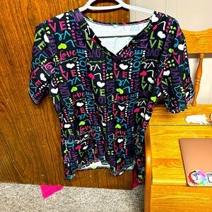“Love” scrub top